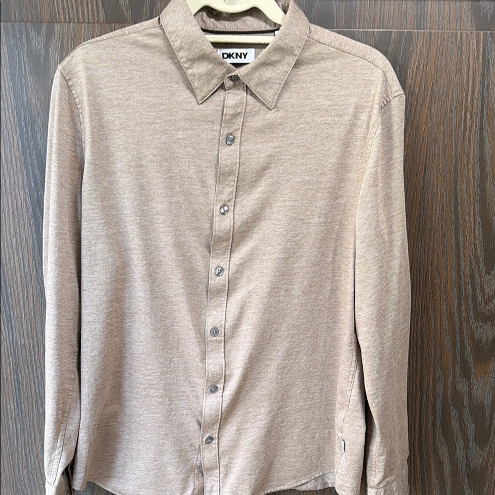 DKNY Men's Tan Shirt, 100% Cotton, Like New, Large